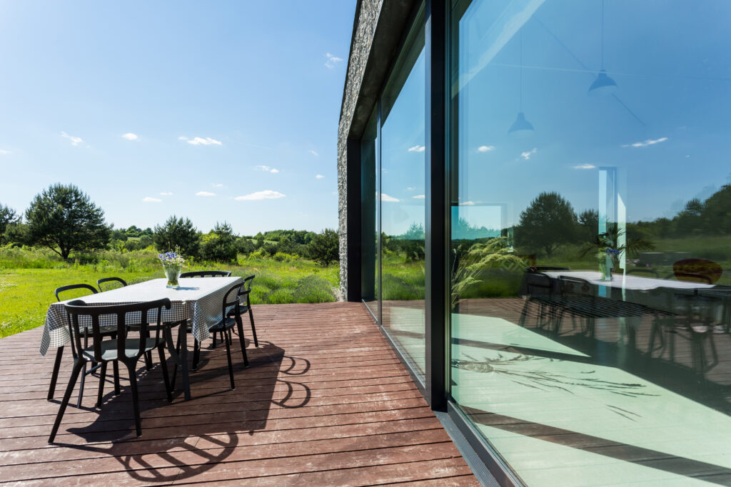 Eco-friendly wooden terrace design for modern rural house